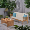 2pc Carolina Acacia Patio Sofa and Coffee Table Set Teak: Weather-Resistant with Cushions - Christopher Knight Home