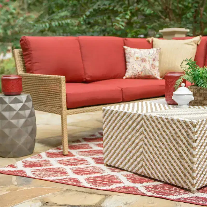 Sectionnel en osier Riviera 5 pièces Leisure Made en tissu rouge