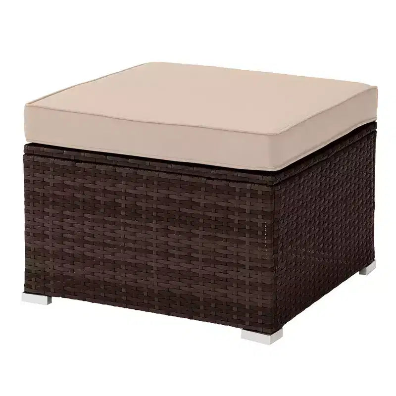 Ensemble de mobilier de jardin 3 pièces en rotin Pure Garden avec ottomane sectionnelle et table, couleur marron