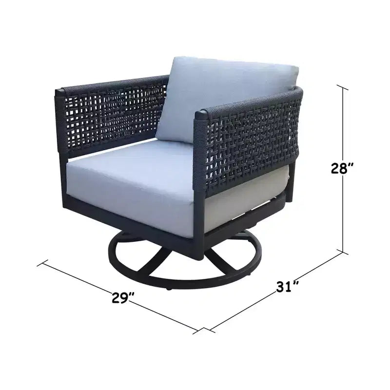 International Concepts – Ensemble de conversation d'extérieur 3 pièces en corde d'abaca tressée avec table d'appoint et 2 fauteuils pivotants
