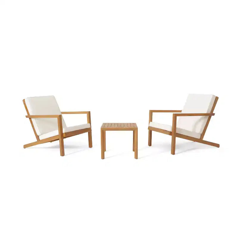 GDFStudio Ludwig - Salon de jardin 3 pièces en acacia avec coussins