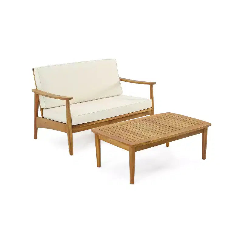 Christopher Knight Home Willowbrook Causeuse et table basse d'extérieur en bois d'acacia