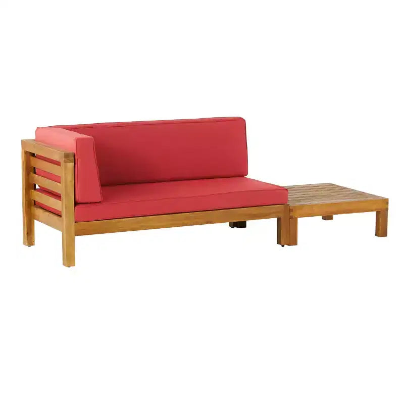 Christopher Knight Home Oana – Causeuse à bras gauche et table basse d’extérieur en bois d’acacia avec coussin