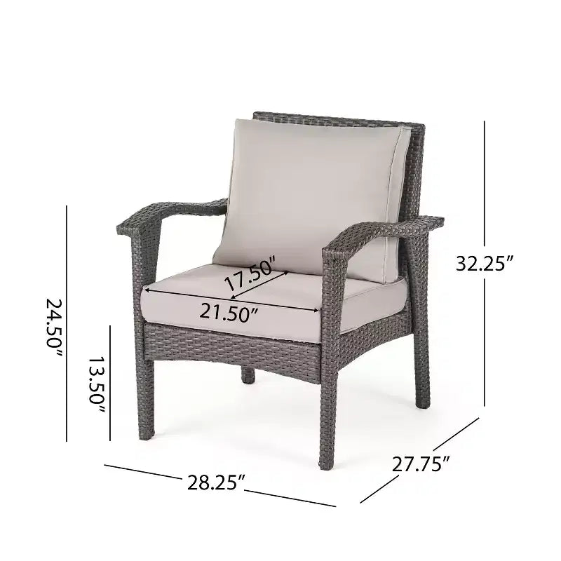 GDFStudio Rocco Ensemble de 5 fauteuils de club et foyer d'extérieur en osier avec coussins