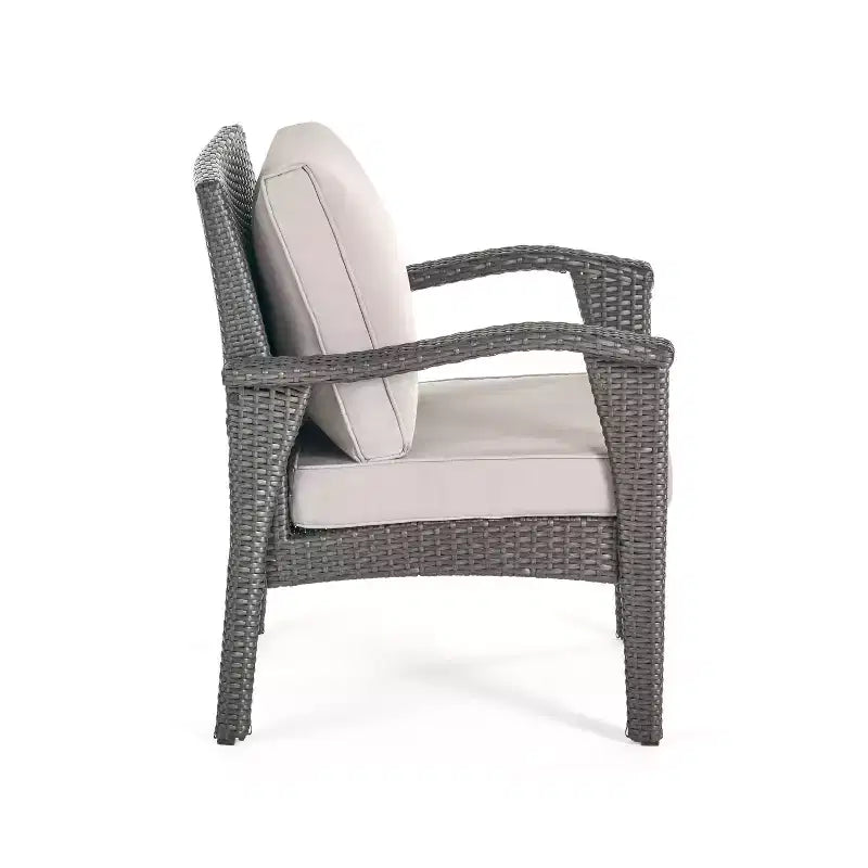 GDFStudio Rocco Ensemble de 5 fauteuils de club et foyer d'extérieur en osier avec coussins