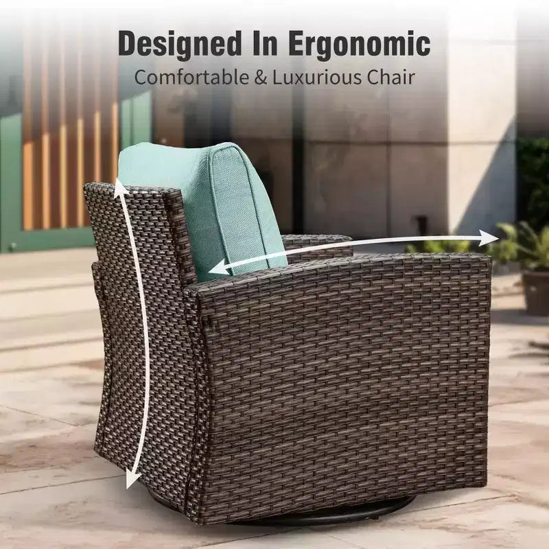 Captiva Designs Ensemble de conversation 5 pièces en rotin tressé pour terrasse extérieure avec chaises rembourrées pour jardin, bord de piscine, arrière-cour