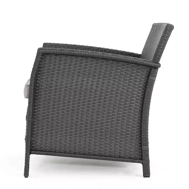 Christopher Knight Home Raina Ensemble salon de jardin 5 pièces en osier avec fauteuils et brasero, et coussins