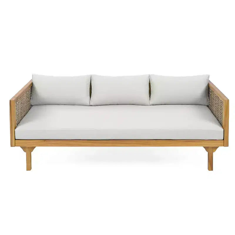 Canapé-lit 3 places Christopher Knight Home Pascal en bois d'acacia rustique rembourré avec table basse