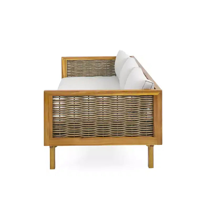 Canapé-lit 3 places Christopher Knight Home Pascal en bois d'acacia rustique rembourré avec table basse