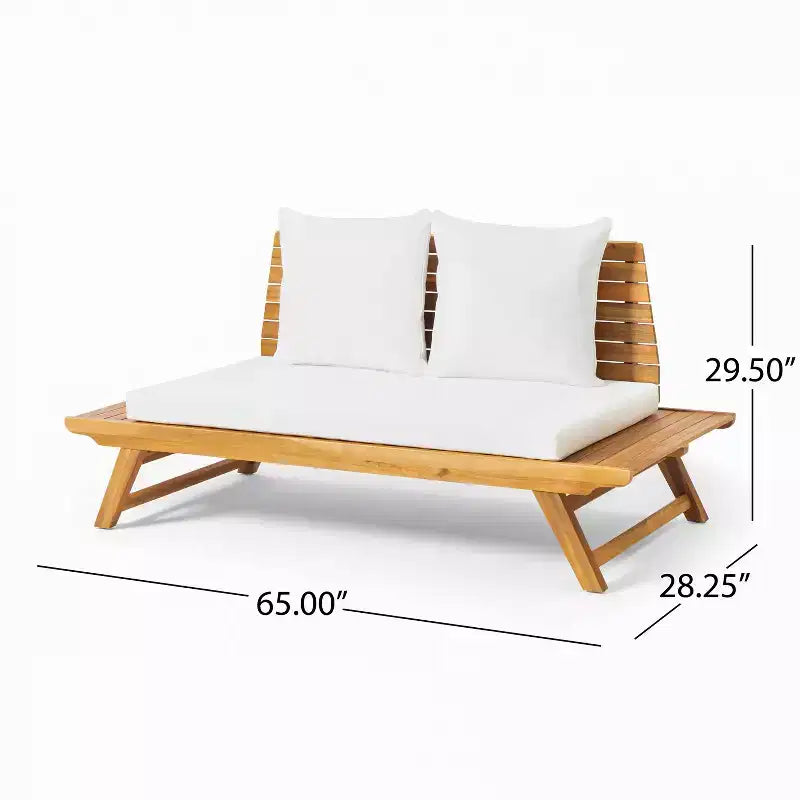 Salon de jardin 4 places Christopher Knight Home Sedona en bois d'acacia avec table d'appoint et coussins