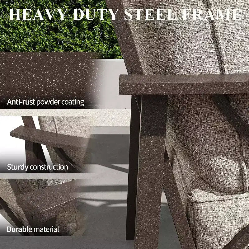 Heynemo Salon de Jardin Extérieur, Ensemble de Conversation de 8 Pièces avec Table Basse, Table d'Appoint et Poufs, Mobilier de Jardin en Métal pour Porche, Gris