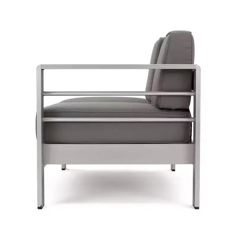 Christopher Knight Home Cape Coral Salon de jardin d'angle 5 places en aluminium avec ottoman, argent/kaki