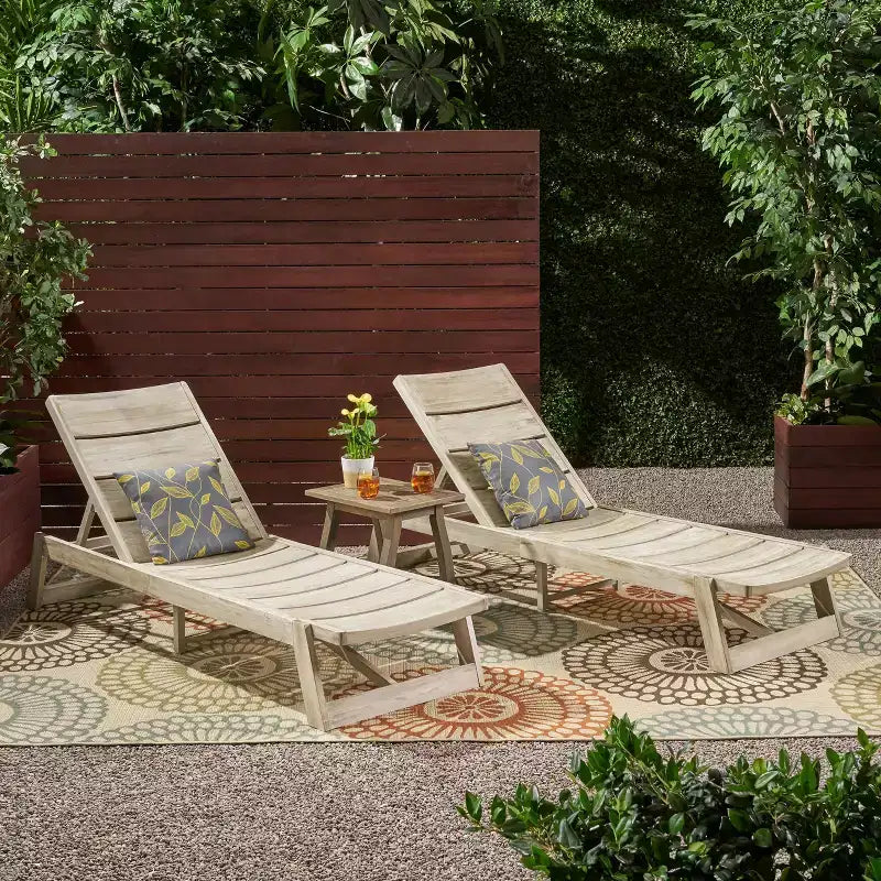 Christopher Knight Home Mahi Ensemble de conversation 3 pièces pour chaise longue d'extérieur en bois d'acacia
