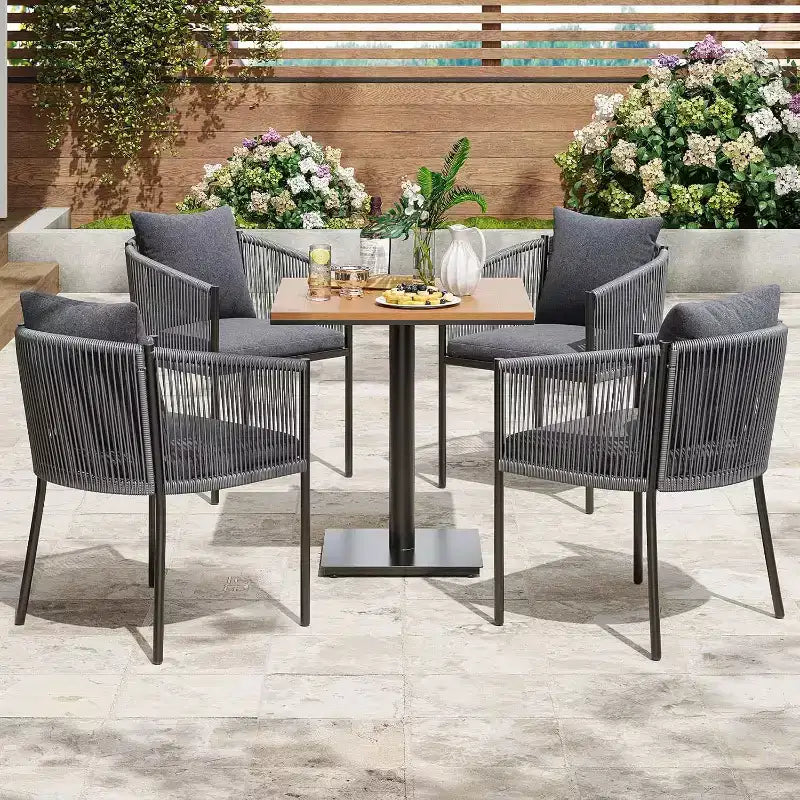 Ensemble repas d'extérieur 2 pièces - Chaises de patio en rotin osier avec coussins, parfait pour le jardin, la terrasse, la cour arrière et le bord de piscine