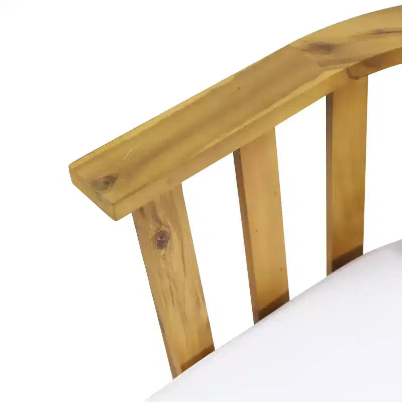 Ensemble de fauteuils de club et de table d'appoint d'extérieur GDFStudio Lorie en bois d'acacia avec coussins, teck/blanc