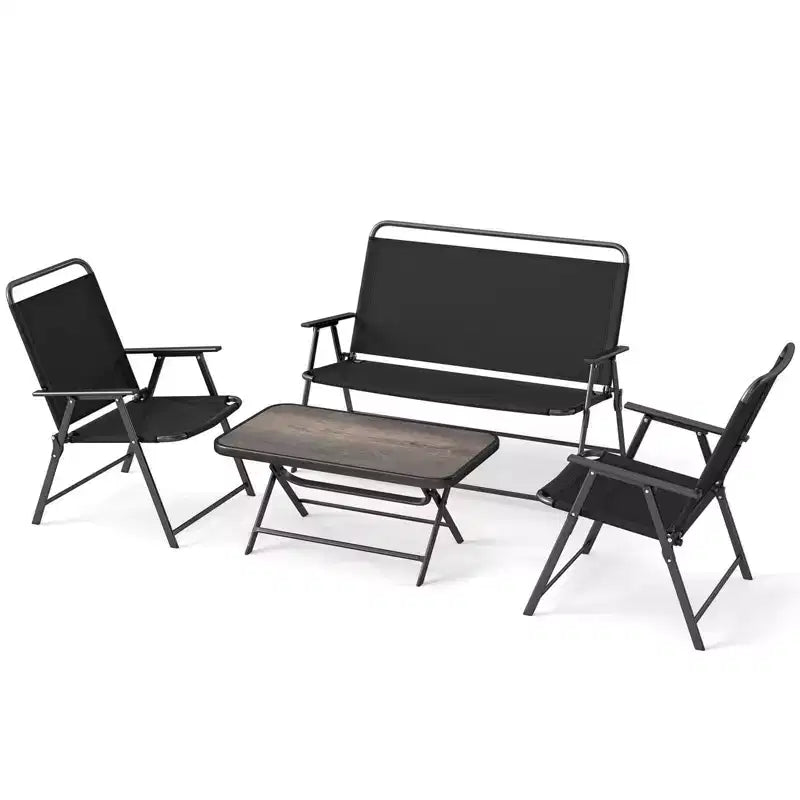 Costway Lot de 4 meubles de patio pliants pour l'extérieur, ensemble de conversation, ensemble de bistrot sectionnel