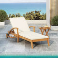 Christopher Knight Home Fred Outdoor Acacia Wood Adjustable Chaise Lounge and Accent Table