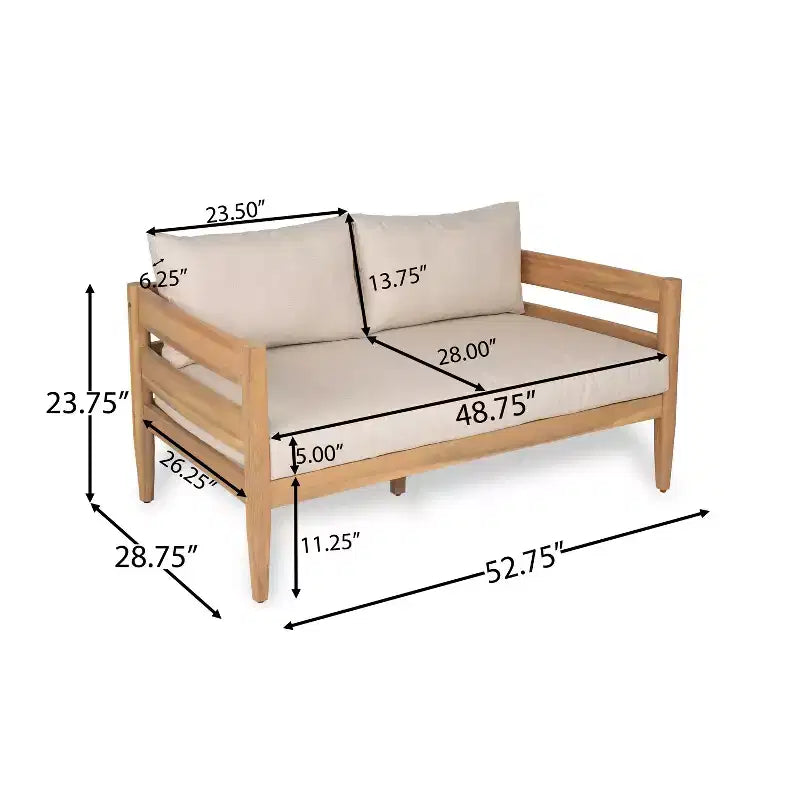 Christopher Knight Home Jacinda Loveseat et table basse d'extérieur rustiques rembourrés avec panneaux à lattes