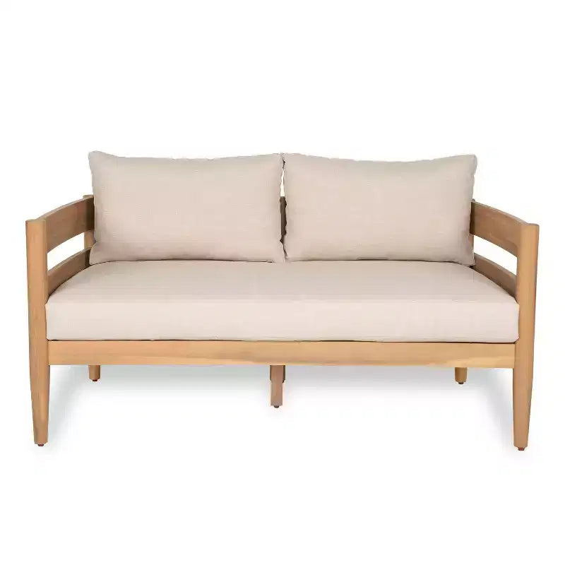 Christopher Knight Home Jacinda Loveseat et table basse d'extérieur rustiques rembourrés avec panneaux à lattes