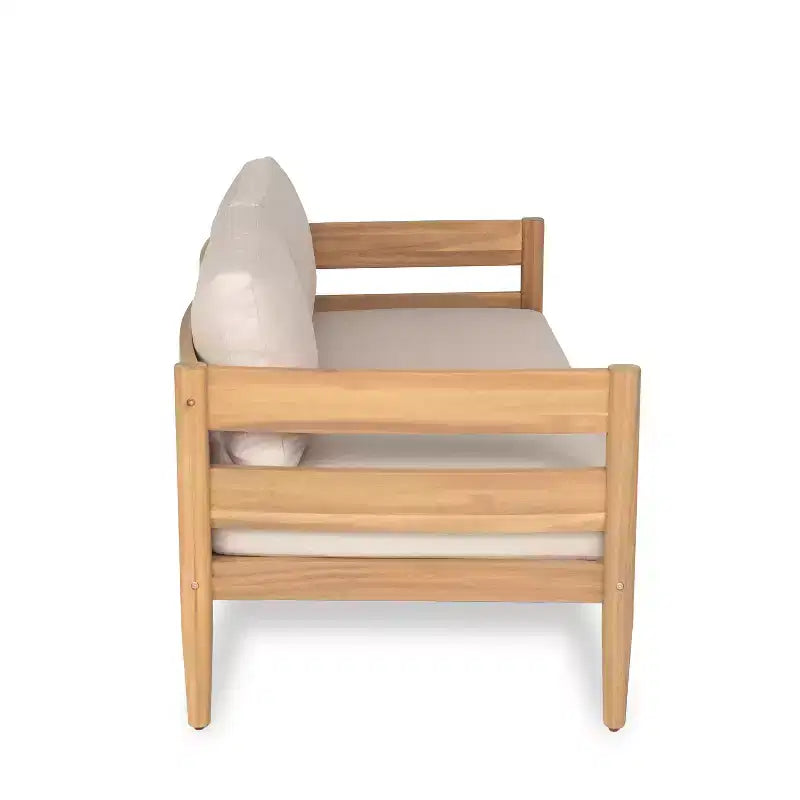 Christopher Knight Home Jacinda Loveseat et table basse d'extérieur rustiques rembourrés avec panneaux à lattes