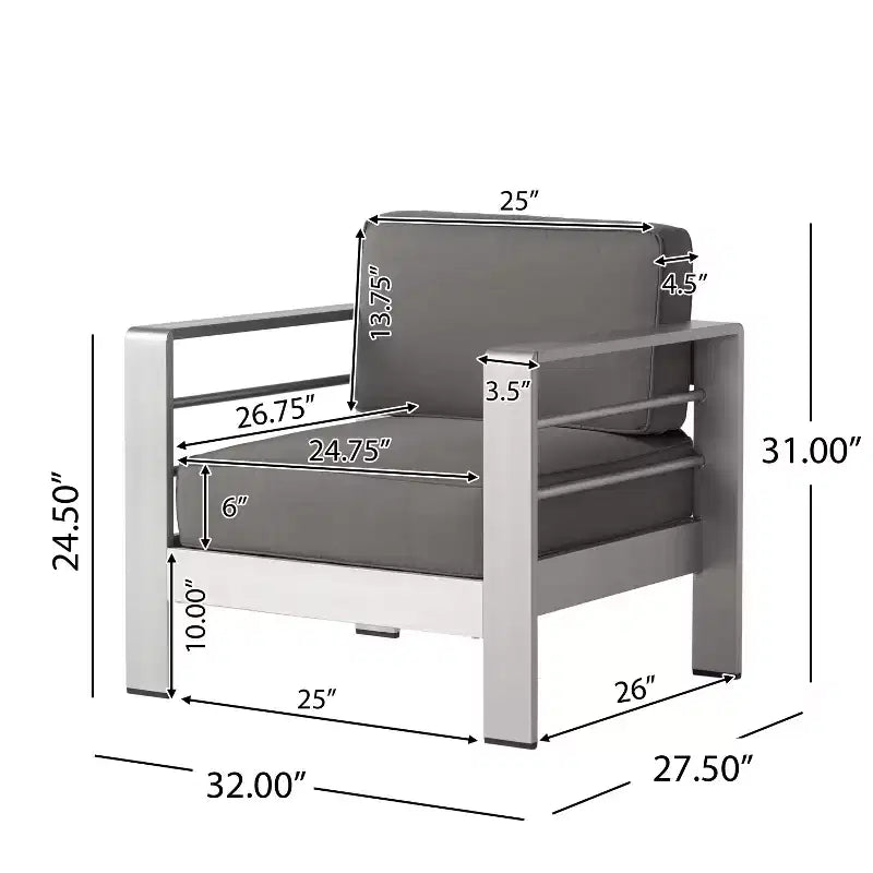 GDFStudio Wendy Salon de jardin 4 places en aluminium avec coussins