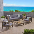 Christopher Knight Home Sandy Ensemble de 6 meubles de jardin modulaires en bois d'acacia avec coussins résistants à l'eau