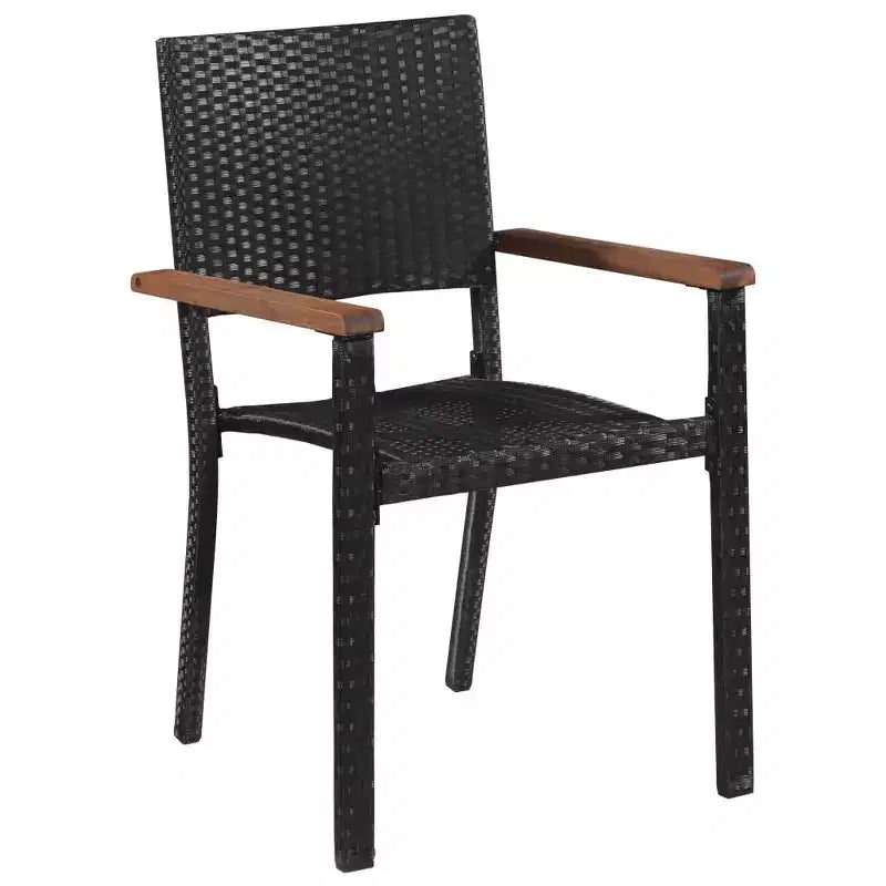 vidaXL Salon de jardin - Résine tressée et bois d'acacia, résistant à l'eau et durable - 9 pièces avec 1 table et 8 chaises - Marron/Noir