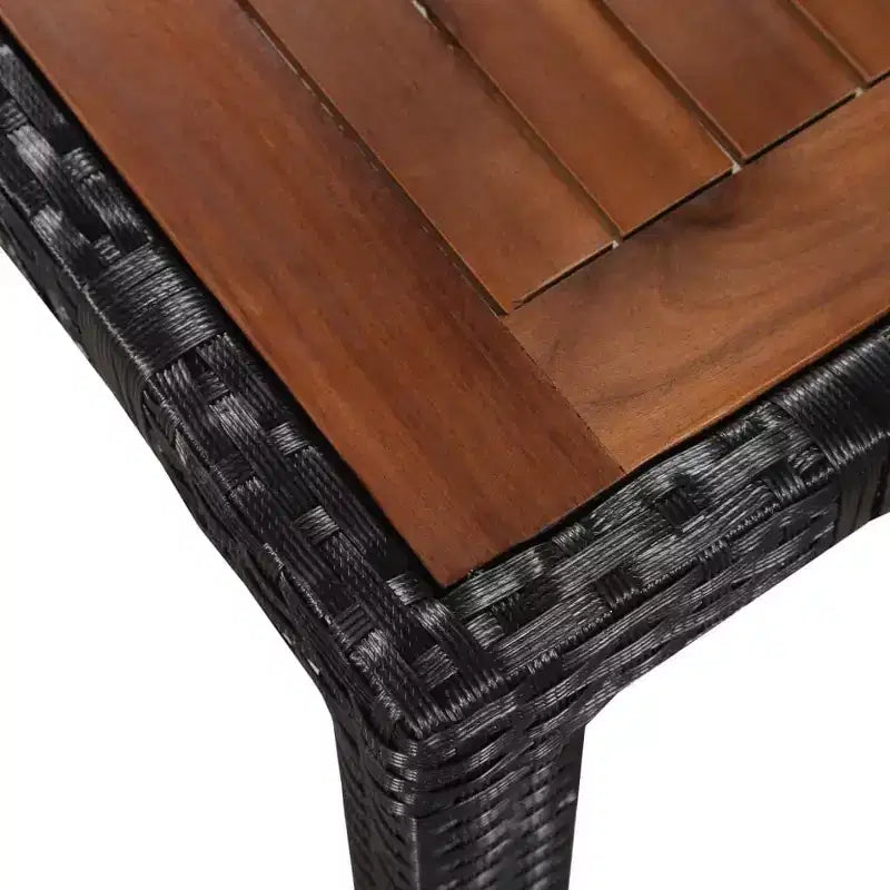 vidaXL Salon de jardin - Résine tressée et bois d'acacia, résistant à l'eau et durable - 9 pièces avec 1 table et 8 chaises - Marron/Noir