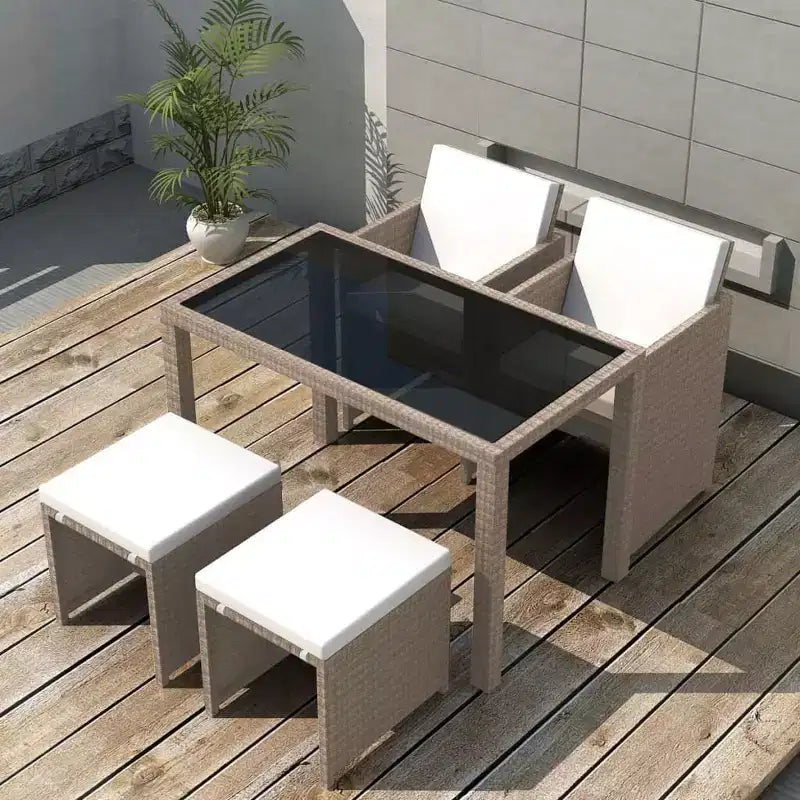 vidaXL Salon de jardin gris en résine tressée, pliable, de taille moyenne