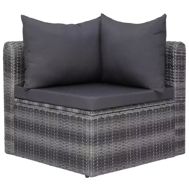 vidaXL Salon de jardin gris en polyrotin, modulable, taille moyenne