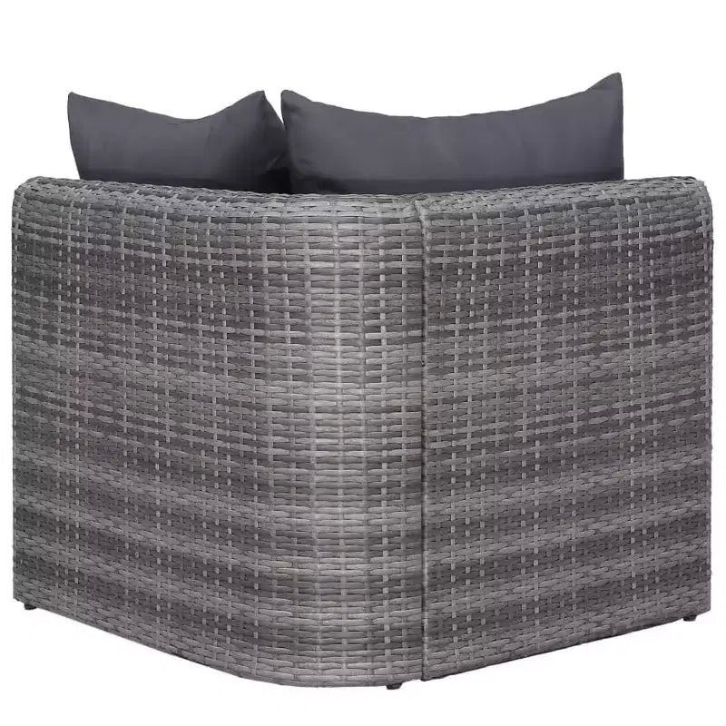 vidaXL Salon de jardin gris en polyrotin, modulable, taille moyenne