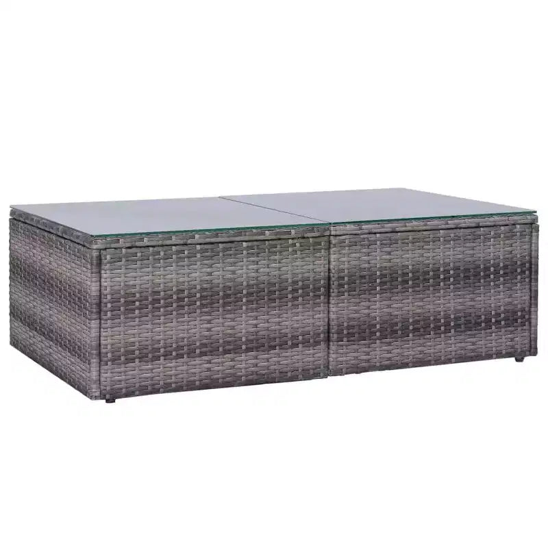 vidaXL Salon de jardin gris en polyrotin, modulable, taille moyenne
