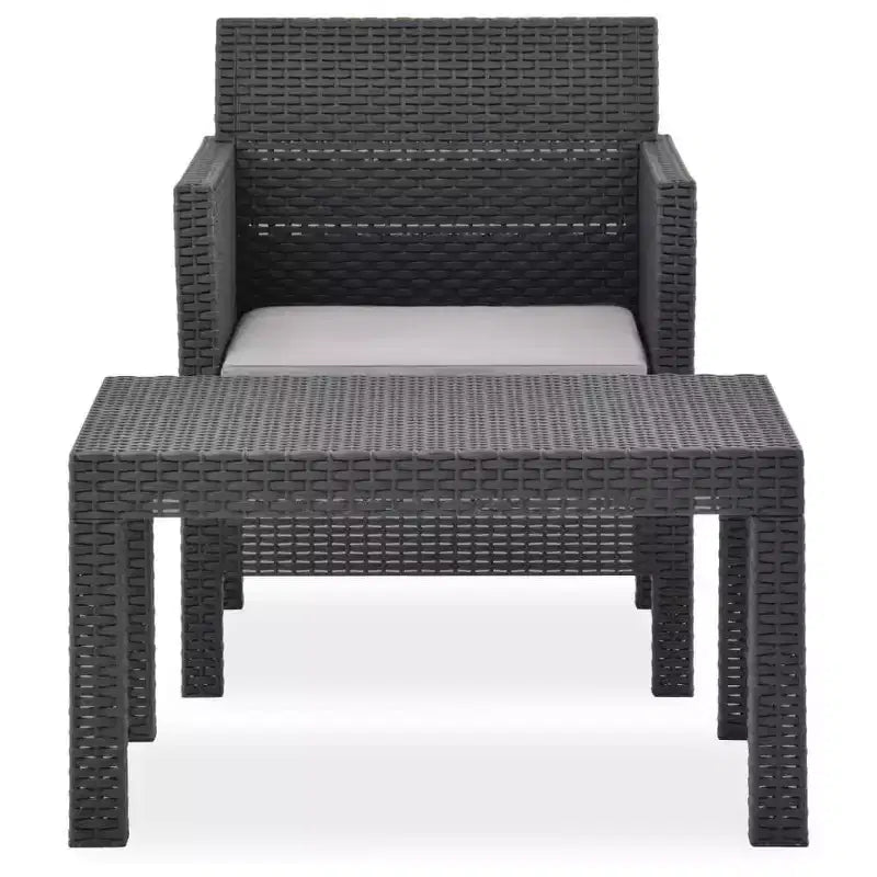 vidaXL Ensemble de 2 fauteuils de jardin avec coussins en résine tressée anthracite