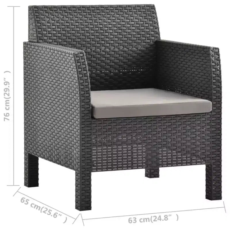 vidaXL Ensemble de 2 fauteuils de jardin avec coussins en résine tressée anthracite