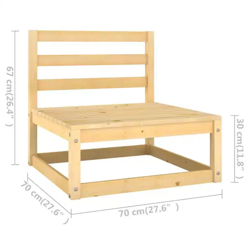vidaXL Salon de jardin 12 pièces Extérieur Canapé sectionnel Bois de pin massif - Naturel avec coussins
