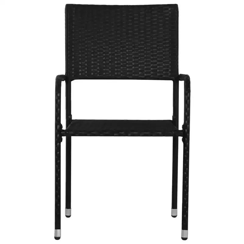 vidaXL Salon de jardin en rotin PE et acier, noir, empilable standard – Noir 63 Table 4 articles