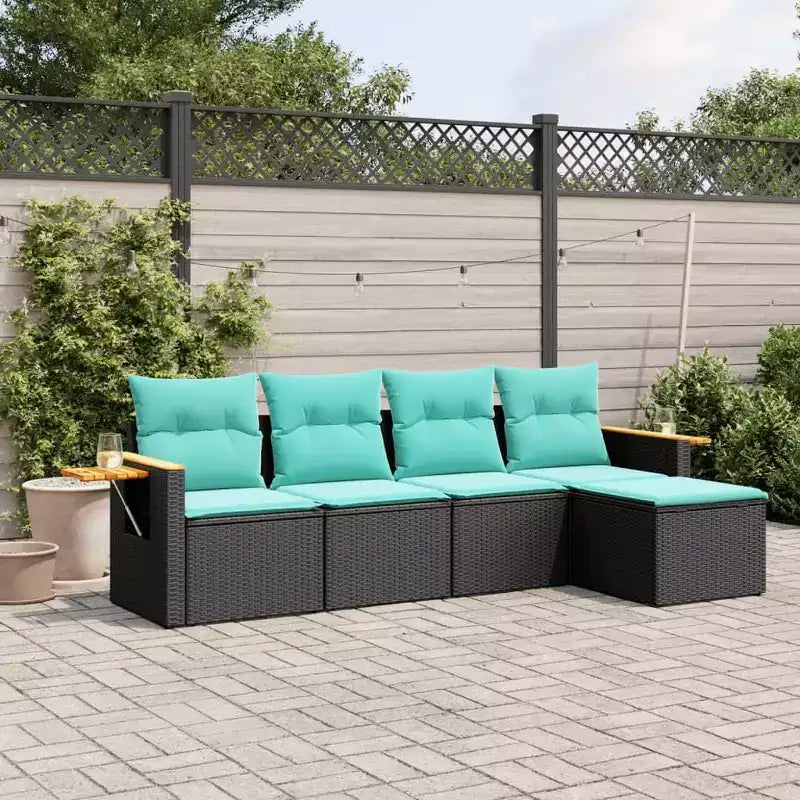 vidaXL Salon de jardin noir et bleu