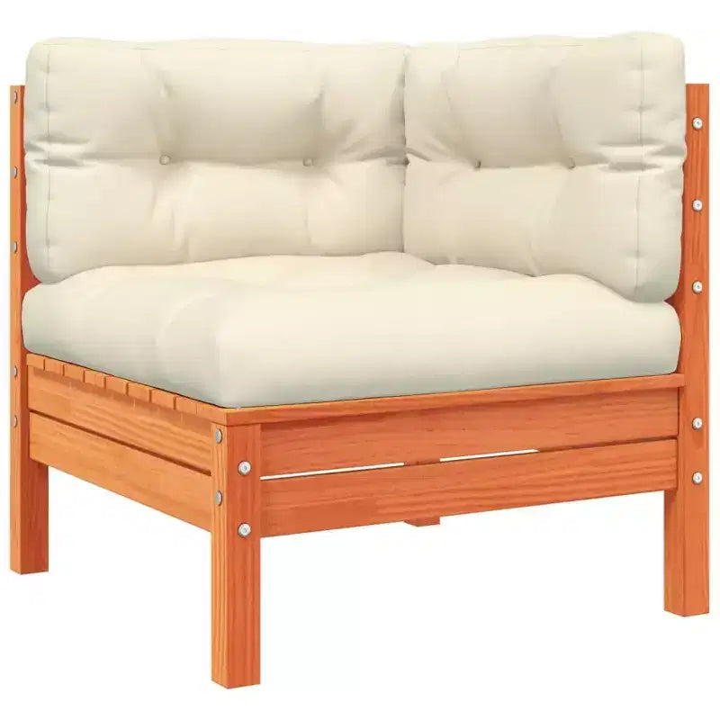 vidaXL Salon de jardin 4 pièces avec coussins - Marron ciré