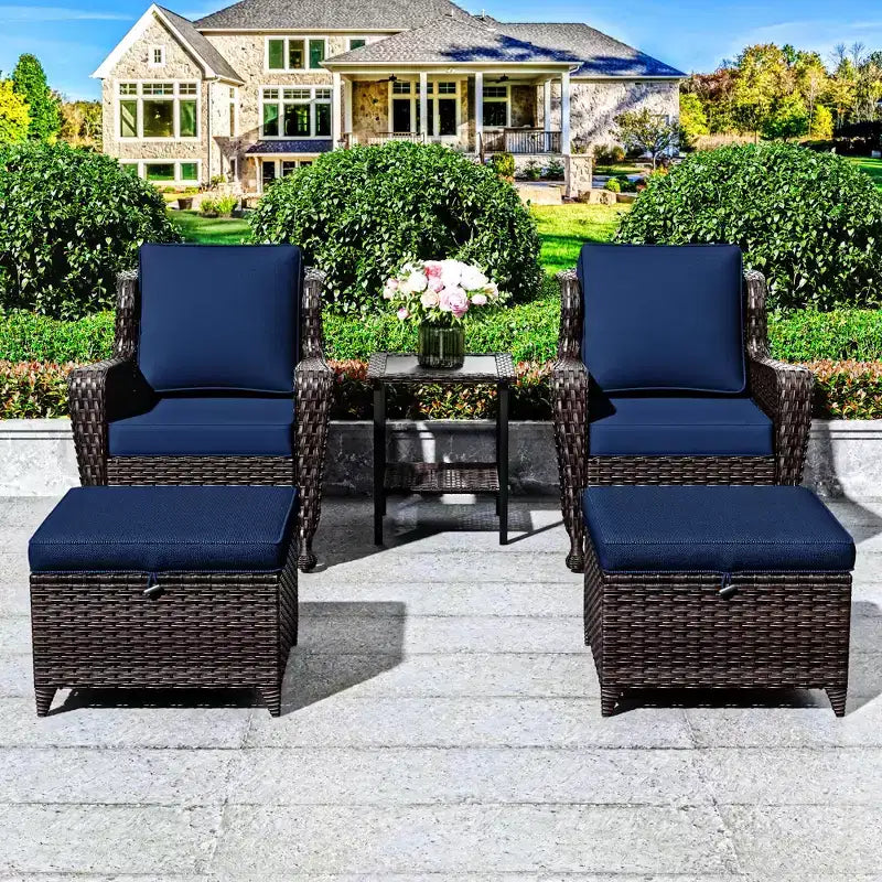 Ensemble de conversation en rotin de 5 pièces pour patio UPTIOT avec table d'appoint