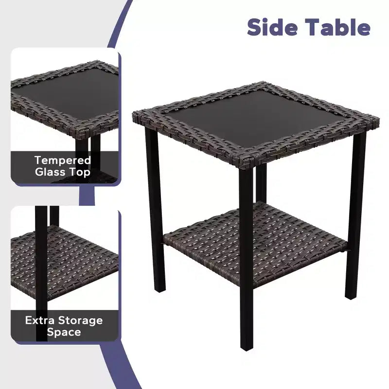 Ensemble de conversation en rotin de 5 pièces pour patio UPTIOT avec table d'appoint