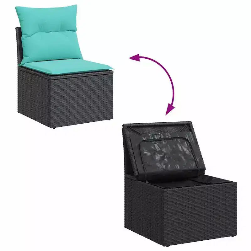 vidaXL Ensemble de canapés de jardin 5 pcs avec coussins résine tressée noir