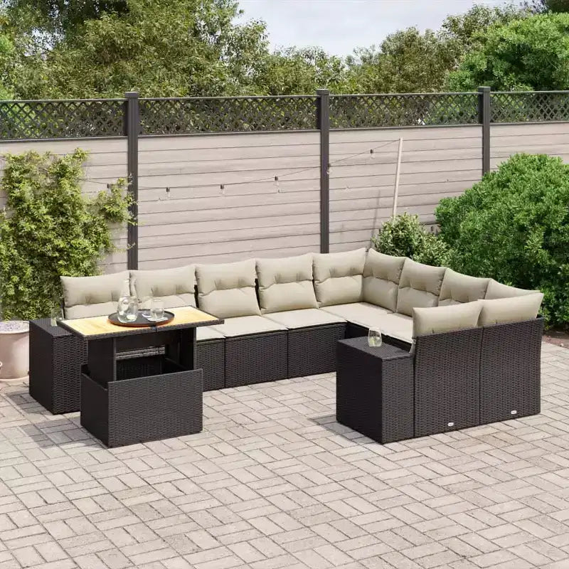 vidaXL Salon de jardin noir résine tressée Grands accoudoirs réglables
