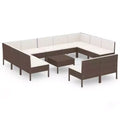 vidaXL Patio Lounge Set Outdoor Sectional Sofa Set Table Poly Rattan Brown