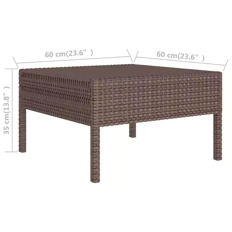 vidaXL Salon de jardin canapé d'angle table en poly rotin marron