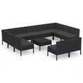 vidaXL Patio Lounge Set Outdoor Sectional Sofa Set with Table, Poly Rattan, Black