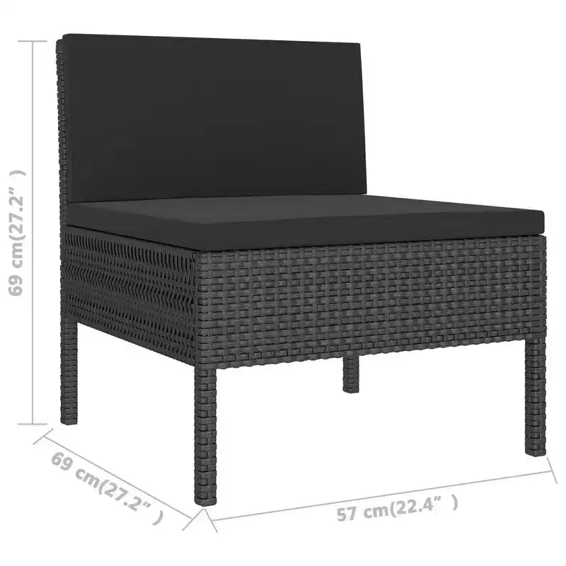 vidaXL Salon de jardin modulaire avec table, résine tressée, noir