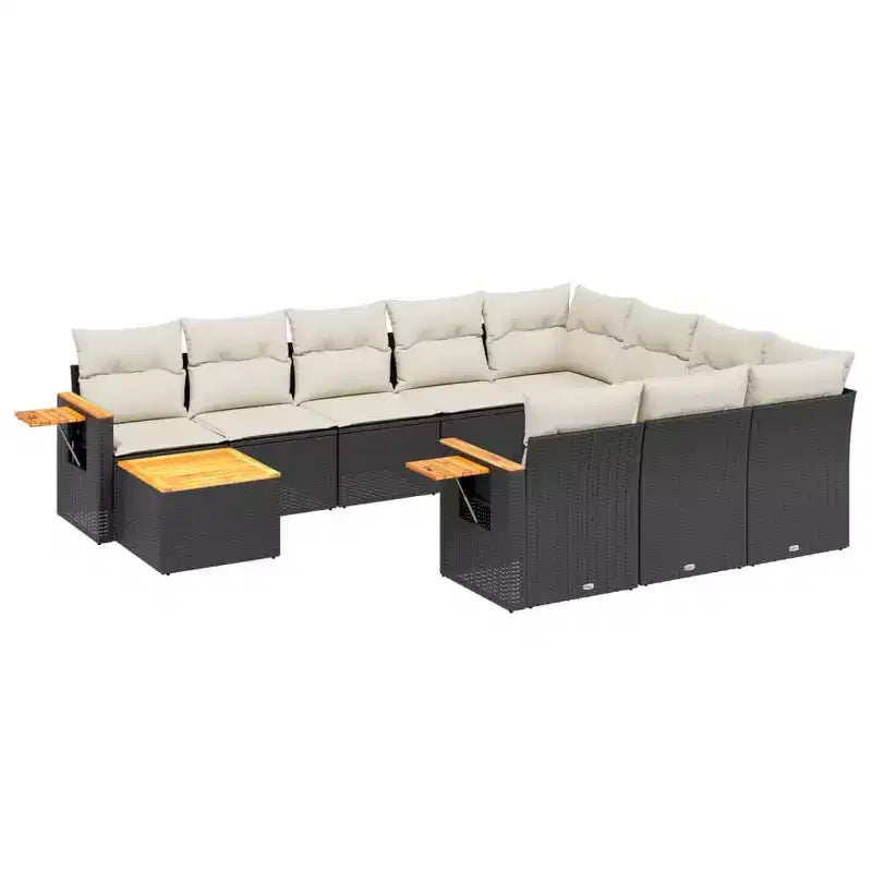 vidaXL Salon de jardin 11 pièces avec coussins en résine tressée beige