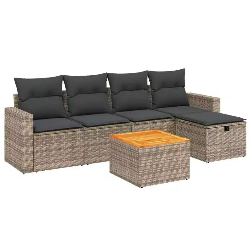 vidaXL Salon de jardin avec coussins Mobilier d'extérieur 6 pièces en résine tressée