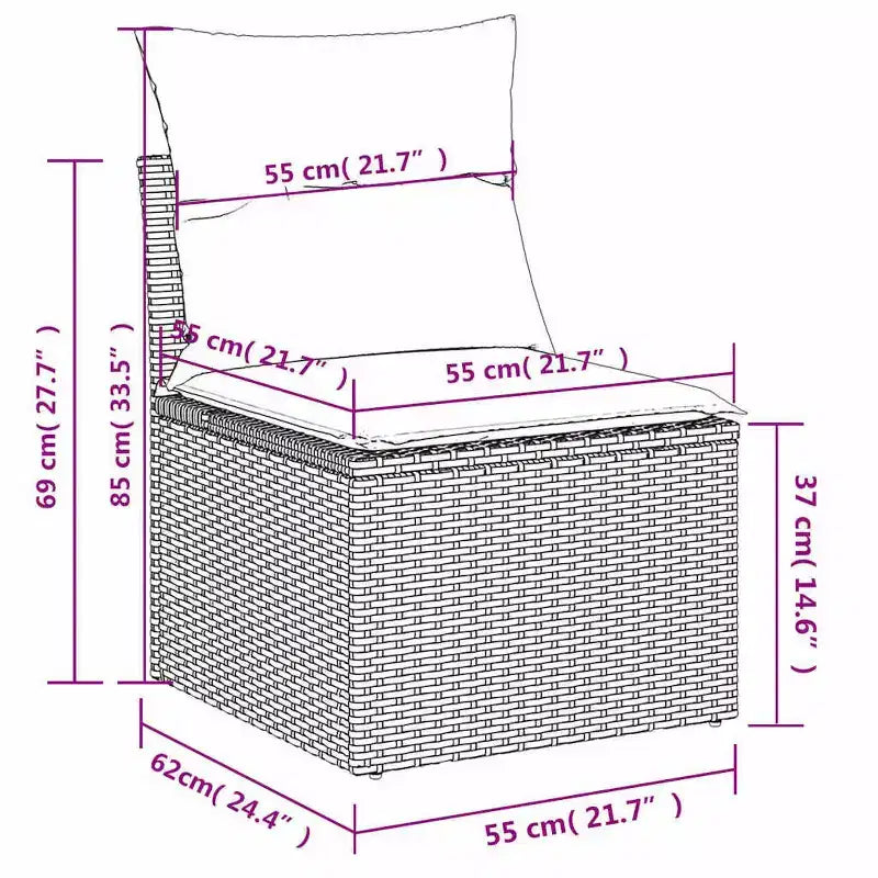 vidaXL Salon de jardin 10 pièces avec coussins résine tressée noire (États-Unis seulement)