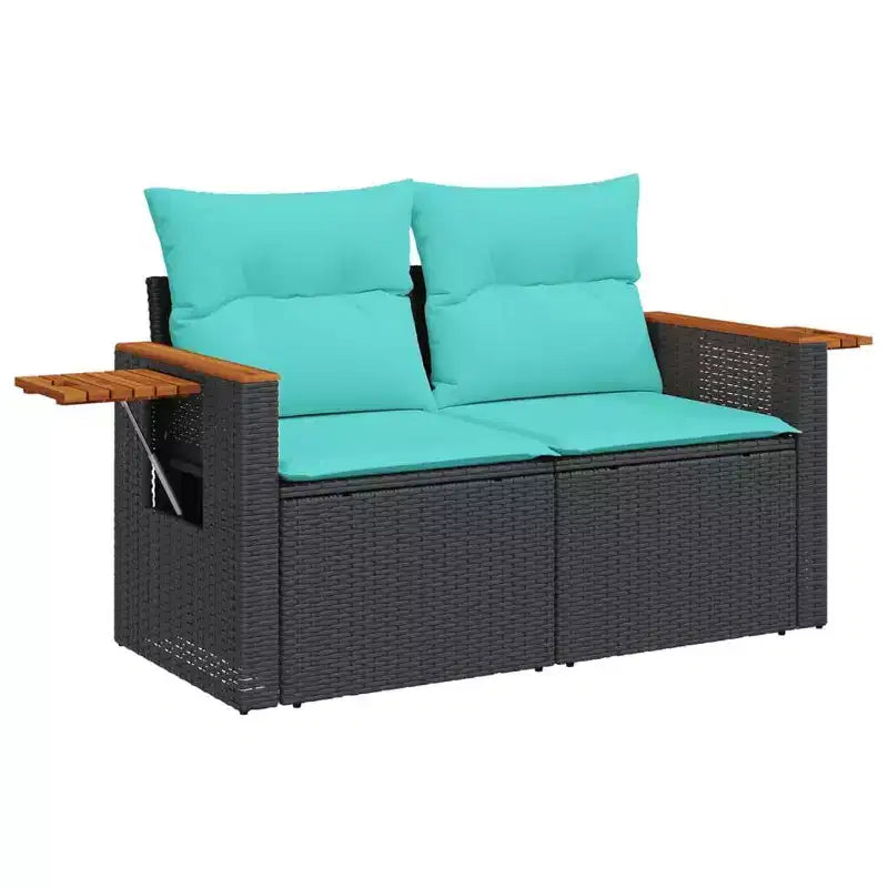 vidaXL Salon de jardin 10 pièces avec coussins résine tressée noire (États-Unis seulement)